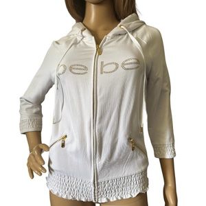 Bebe velour bling logo, zip up hoodie.
